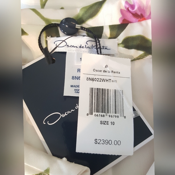 *$2390 NEW W. TAG OSCAR DE LA RENTA SILK LINED FLORAL RUNWAY MIDI DRESS US 10 L - Picture 4 of 8